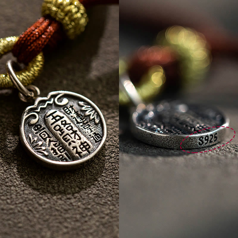 Handmade 925 Sterling Silver Five Directions Gods of Wealth Luck Protection String Braid Bracelet