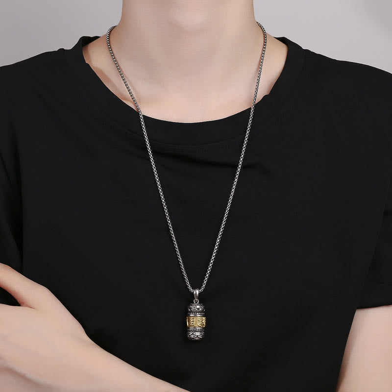 Tibet Om Mani Padme Hum Carved Wisdom Purity Chain Leather Rope Necklace Pendant