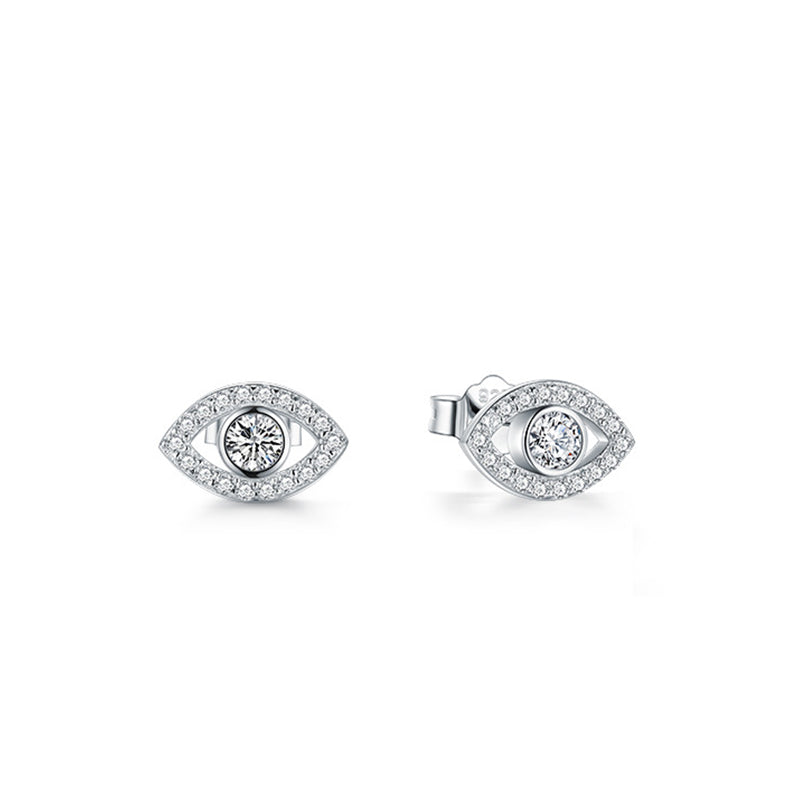 925 Sterling Silver Evil Eye Symbol Protection Stud Earrings