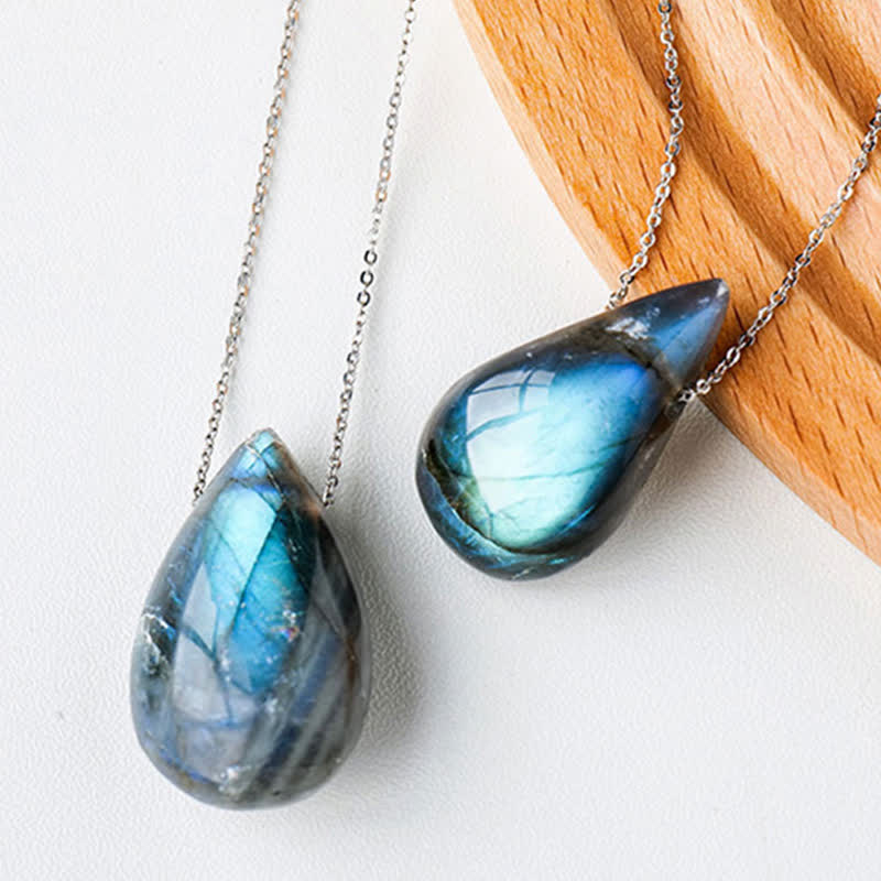 Labradorite Water Drop Support Healing Necklace Pendant