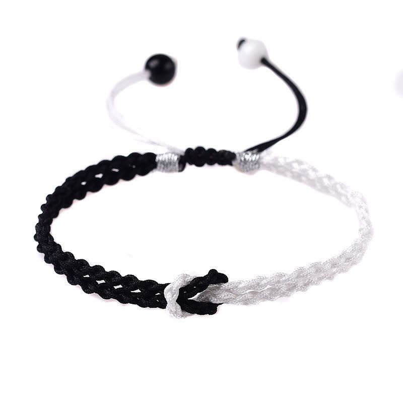Handmade Black White Rope Braided Healing Bracelet