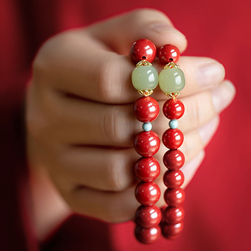 Cinnabar Green Aventurine Fortune Luck Bracelet