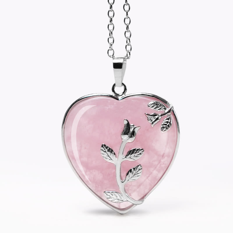 Natural Healing Crystals Heart Pendant Necklaces