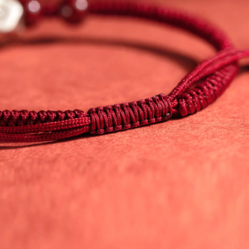 925 Sterling Silver Chinese Zodiac Natal Buddha Cinnabar Calm Bracelet