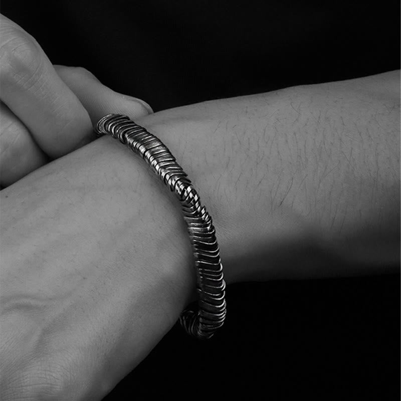 Vintage Twisted Chain 925 Sterling Silver Bracelet with Lock Clasp