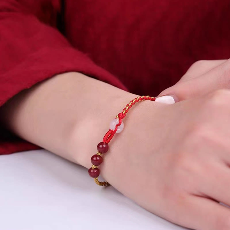 Natural Cinnabar Jade Peace Buckle Blessing Bracelet