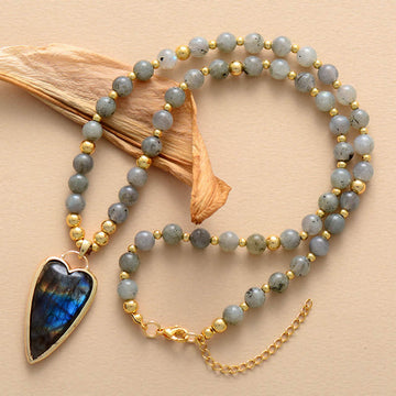 Labradorite Support Healing Beaded Necklace Pendant