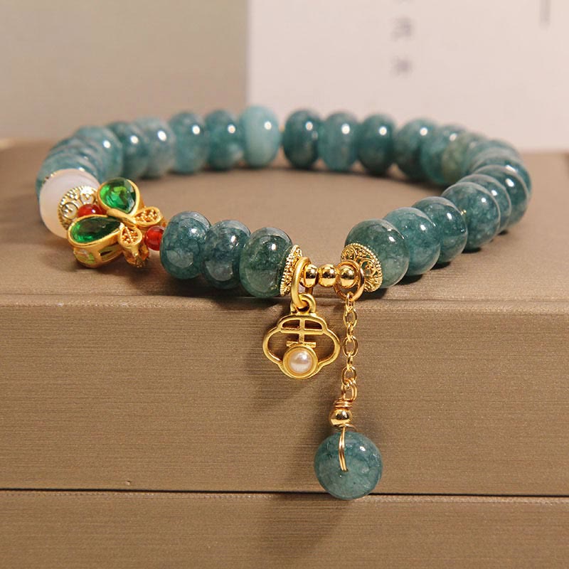 Jade White Agate Butterfly Abacus Beads Abundance Bracelet