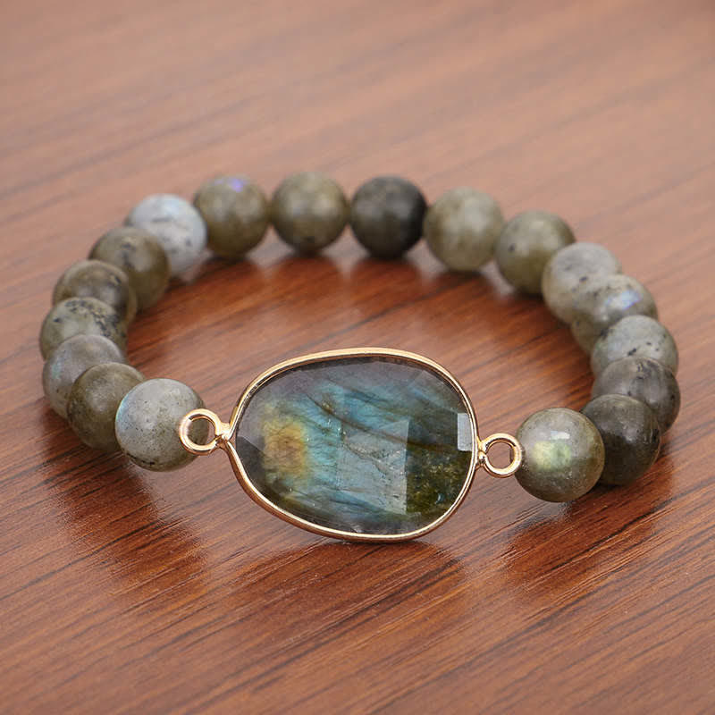 Natural Labradorite Moonstone Support Healing Beaded Bracelet