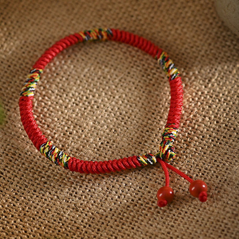 Vajra Knot Red String Bracelet with Cinnabar & Five Dhyani Buddhas Symbolism