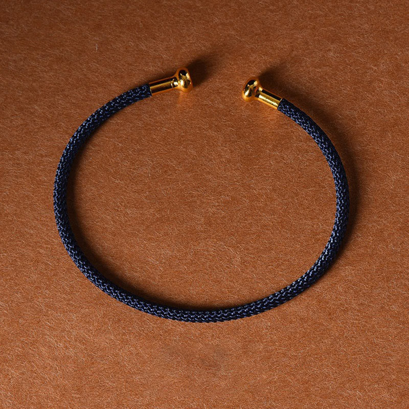 Handmade Minimalist Braided Red String Bracelet with Gold and Copper Accents