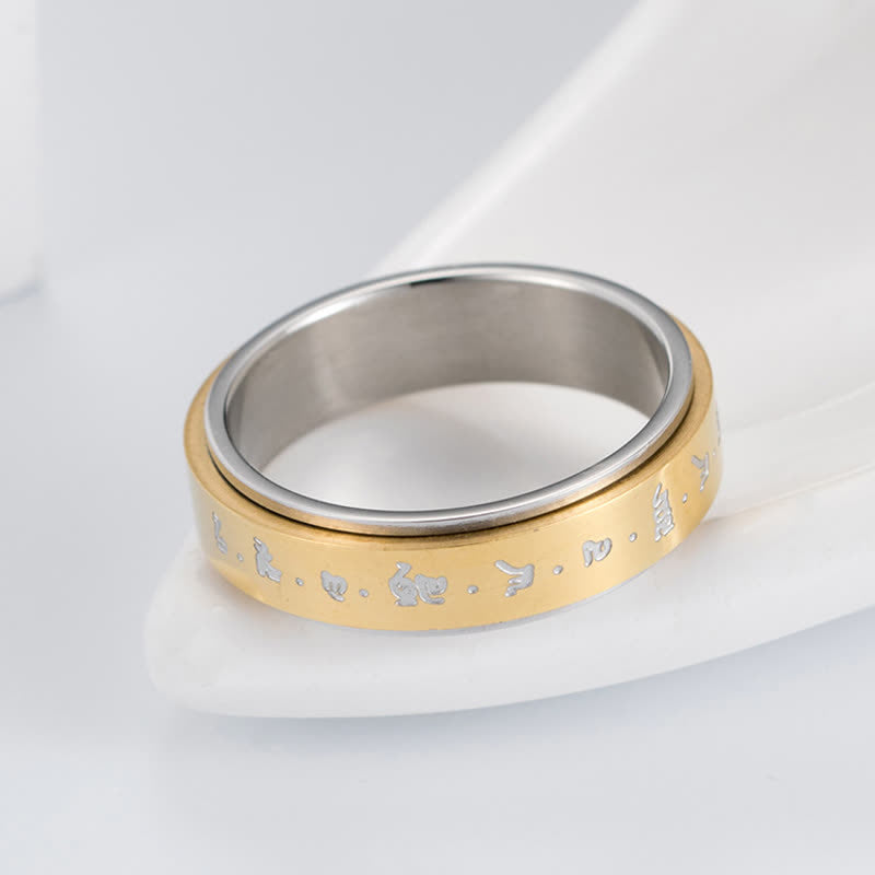 Minimalist Rotatable Mantra Titanium Steel Kinetic Balance Ring