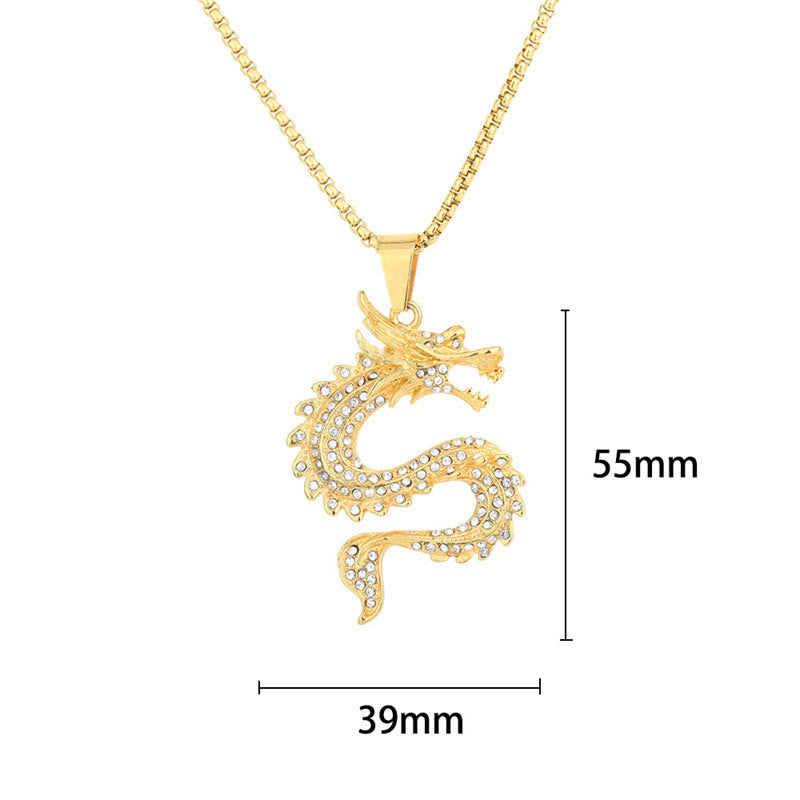 Chinese Zodiac Dragon Zircon Protection Necklace Pendant