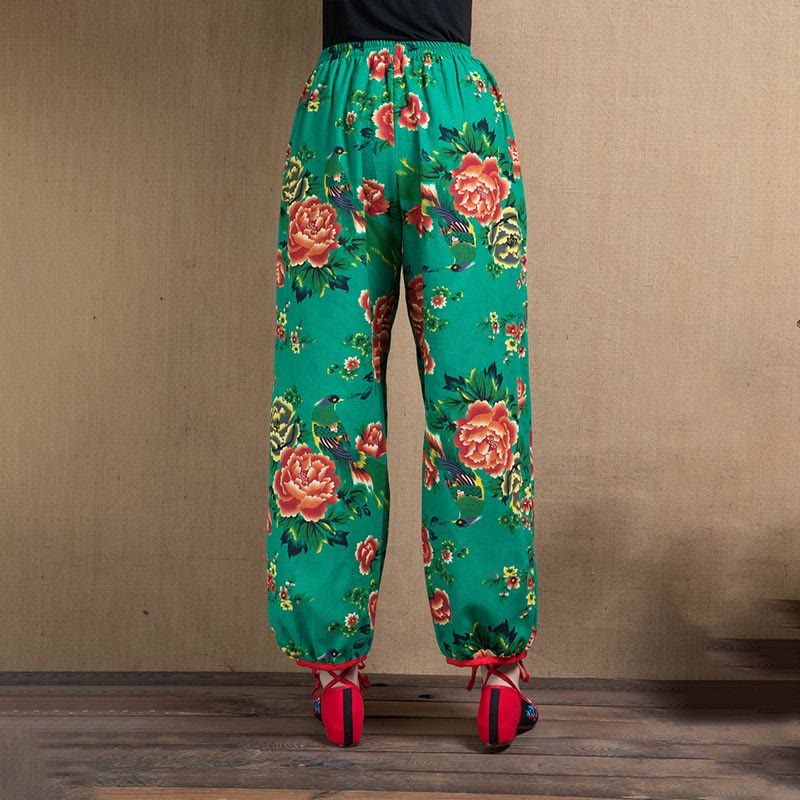 Breathable Floral Meditative Harem Pants with Pockets