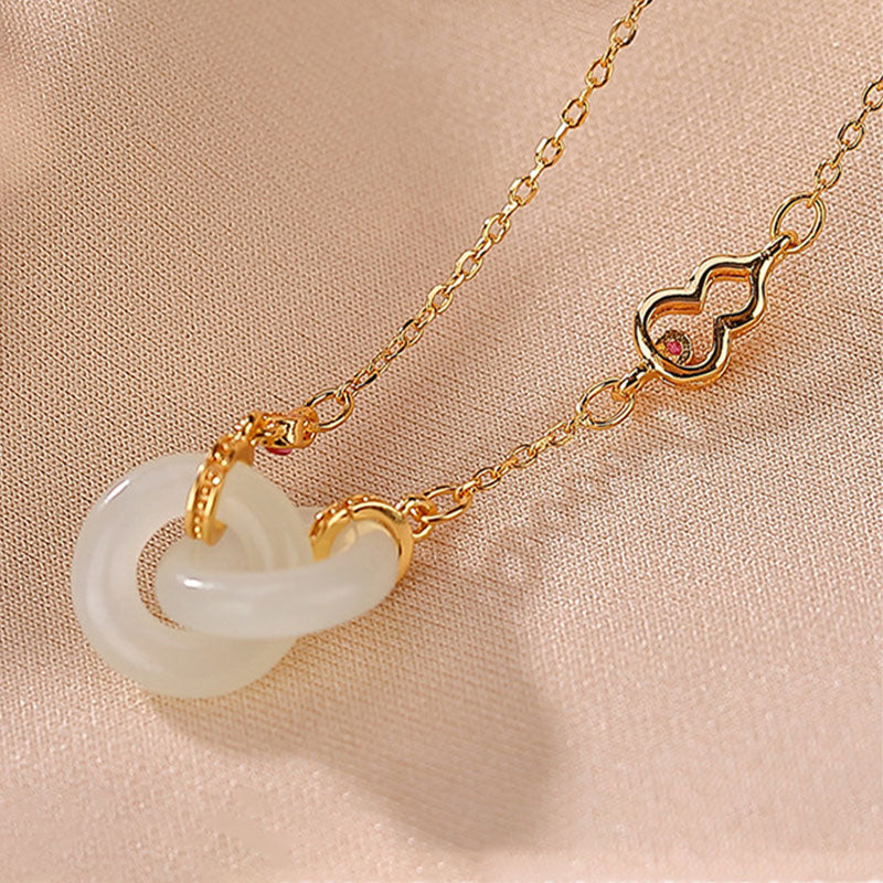 925 Sterling Silver Round Jade Luck Prosperity Necklace Chain Pendant