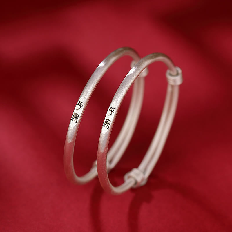 999 Sterling Silver Peace And Joy Protection Kids Child Bracelet Bangle