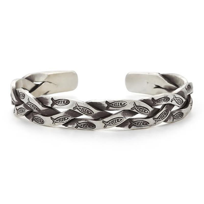 Koi Fish Twisted Design Luck Wealth Cuff Bracelet Bangle