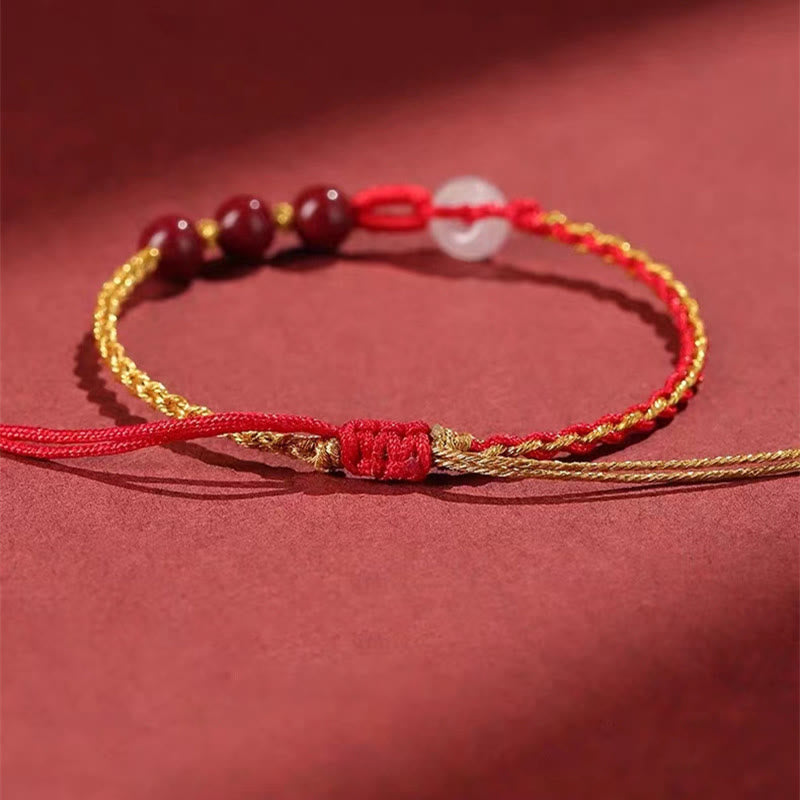 Natural Cinnabar Jade Peace Buckle Blessing Bracelet