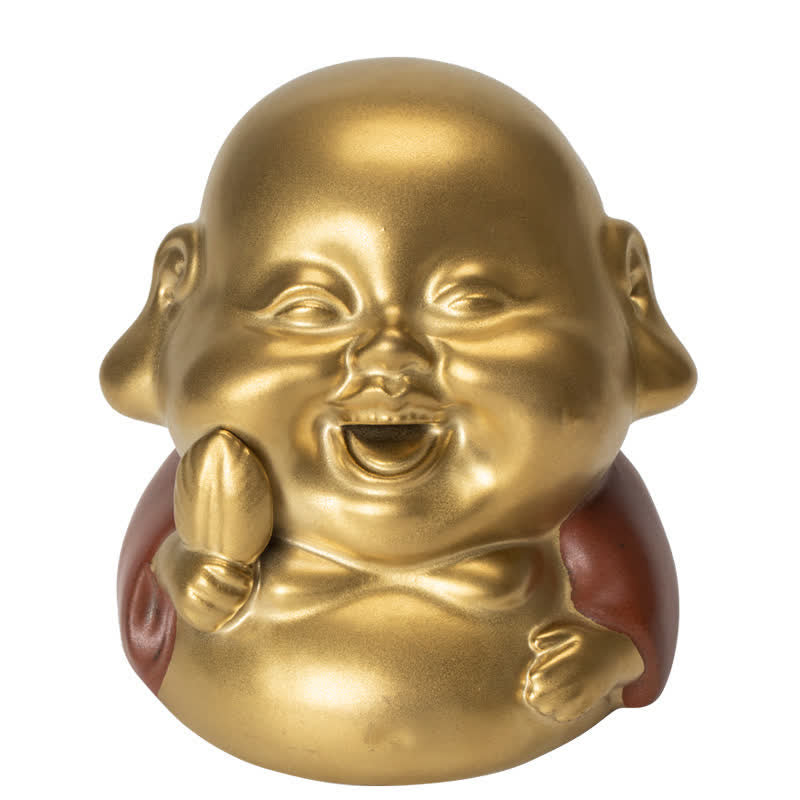 Handcrafted Ceramic Laughing Buddha Healing Incense Burner for Meditation