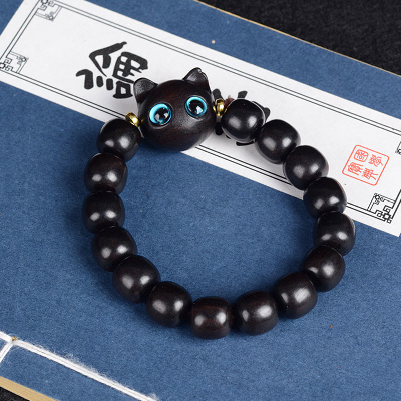 Ebony Wood Green Sandalwood Red Sandalwood Lovely Cat Balance Bracelet