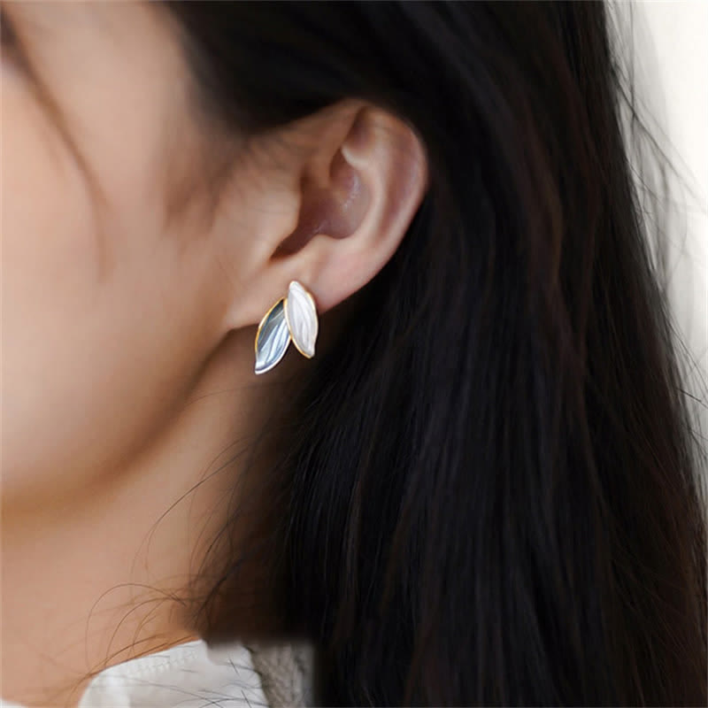 Minimalist Botanical Copper Leaf Design Stud and Clip-On Earrings
