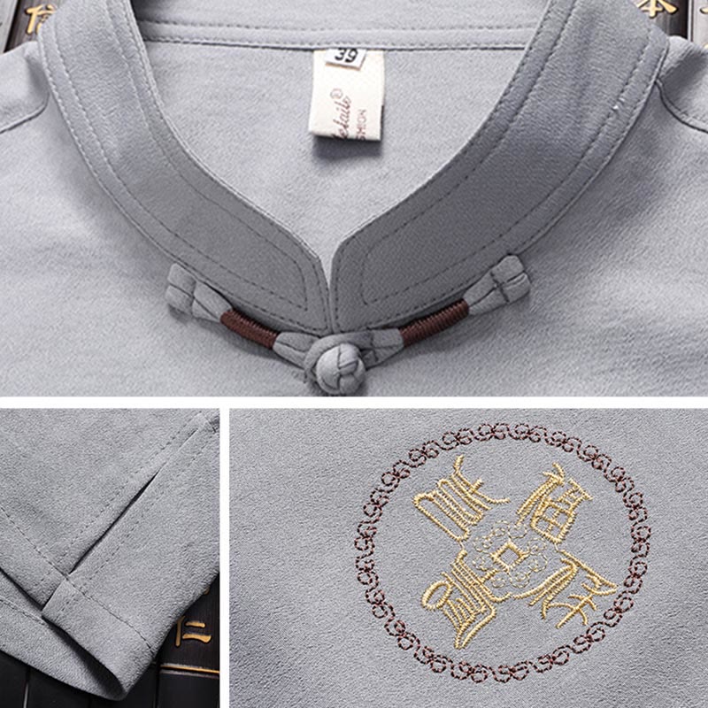 Tactile Breathable Mandarin Collar Qi Gong Men's Meditation Set