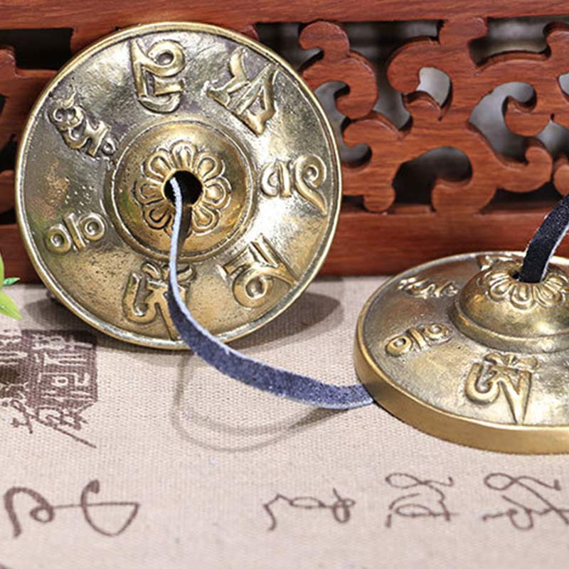 Tibetan Tingsha Bell Six True Words Dragon Copper Balance Decoration With Bag