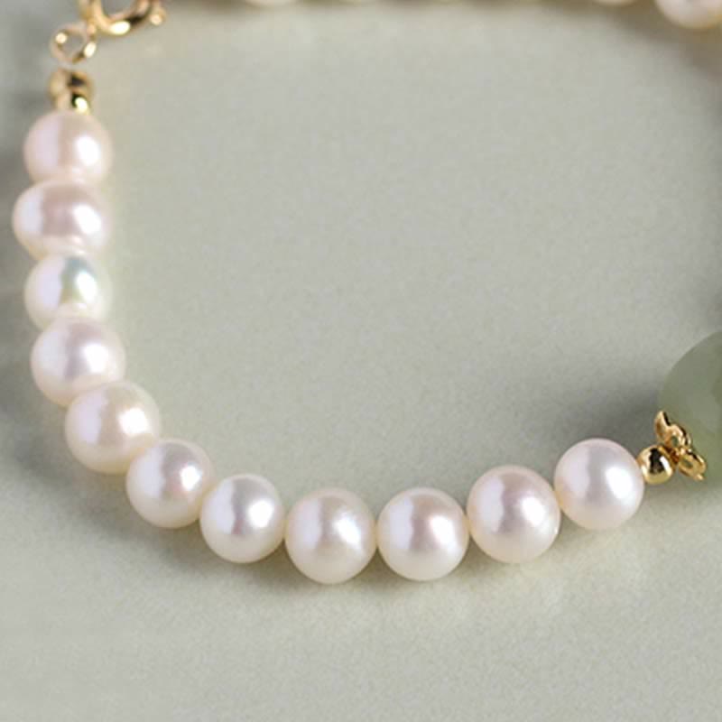Natural Pearl Hetian Jade Happiness Healing Bead Bracelet