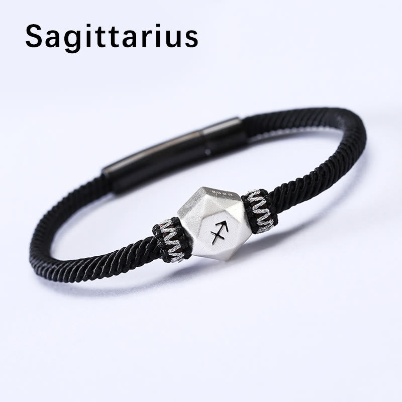999 Sterling Silver 12 Constellations of the Zodiac Protection Handmade String Bracelet