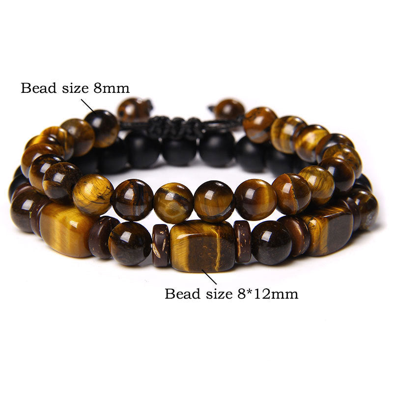 Tiger Eye Frosted Stone Hematite Courage Bracelet