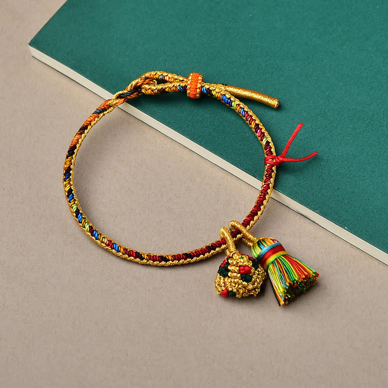 Colorful Rope Luck Handmade Zongzi Golden Ball Charm Bracelet