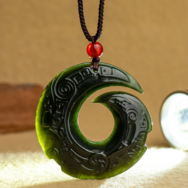 One's Luck Improves Design Patern Natural Hetian Cyan Jade Success Necklace Pendant