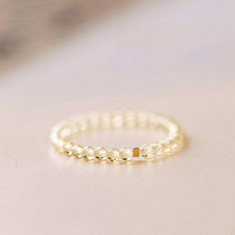 Natural Citrine and 14k Gold-Plated Handcrafted Minimalist Ring