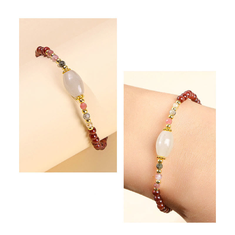 Garnet Jade Tourmaline Bead Passion Bracelet
