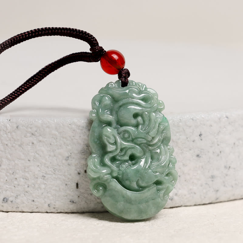 Natural Jade 12 Chinese Zodiac Prosperity Necklace Pendant