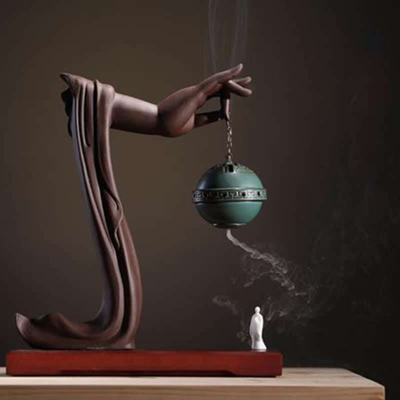 Tibetan Lotus Ceramic Incense Burner for Aromatic Rituals