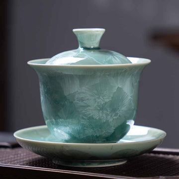 Traditional Glaze Ceramic Gaiwan Sancai Teacup Kung Fu Tea Cup And Saucer With Lid 180ml