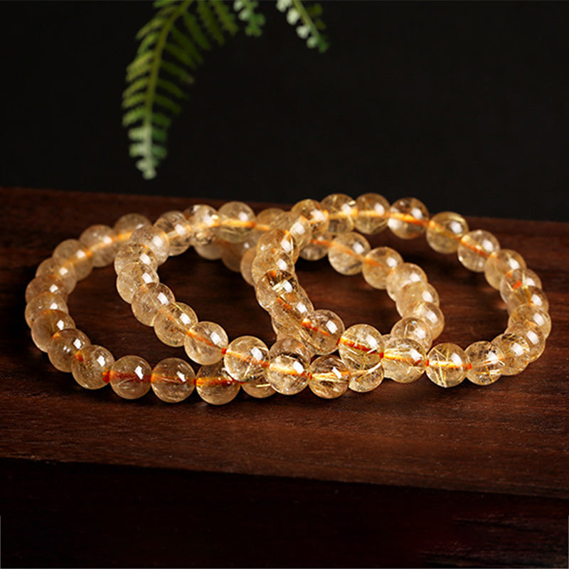 Natural Citrine Round Gemstone Energy Bracelet