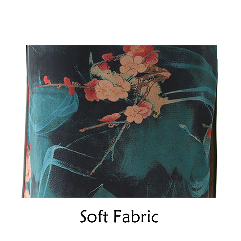 Vintage Pink Flowers Print Cheongsam Dress Women's Qipao Dress