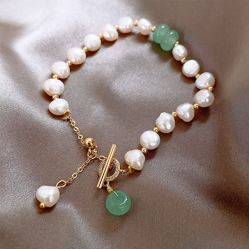 Pearl Green Strawberry Quartz Bead Healing Chain Bracelet