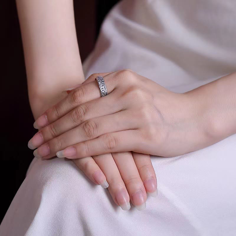 Vintage Auspicious Clouds Pattern Luck Ring