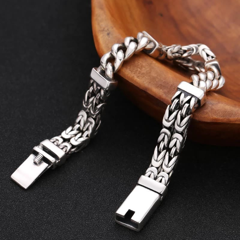 Retro Industrial Chain Pattern Copper Bracelet for Men