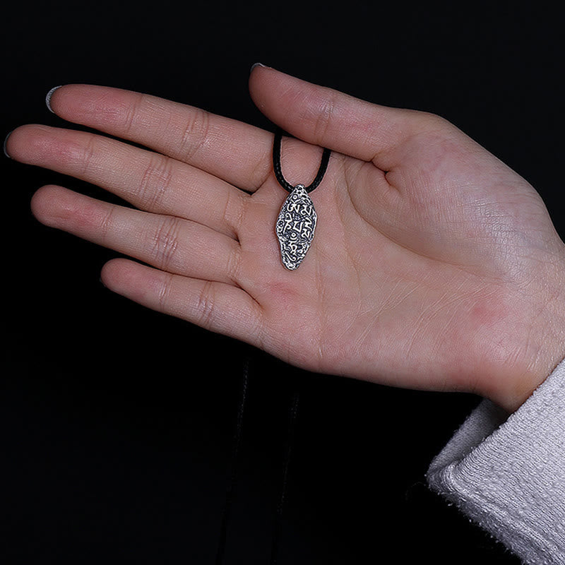 Tibetan 925 Sterling Silver Om Mani Padme Hum Dorje Vajra Engraved Strength Necklace Pendant