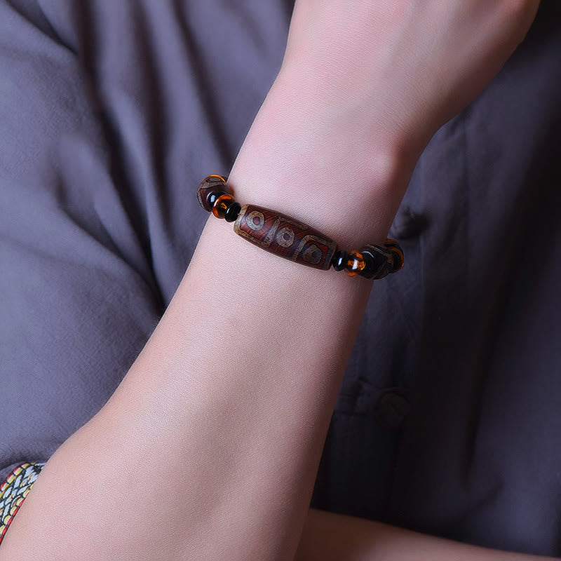 Tibetan Retro Natural Nine-Eye Dzi Bead Blessings Bracelet