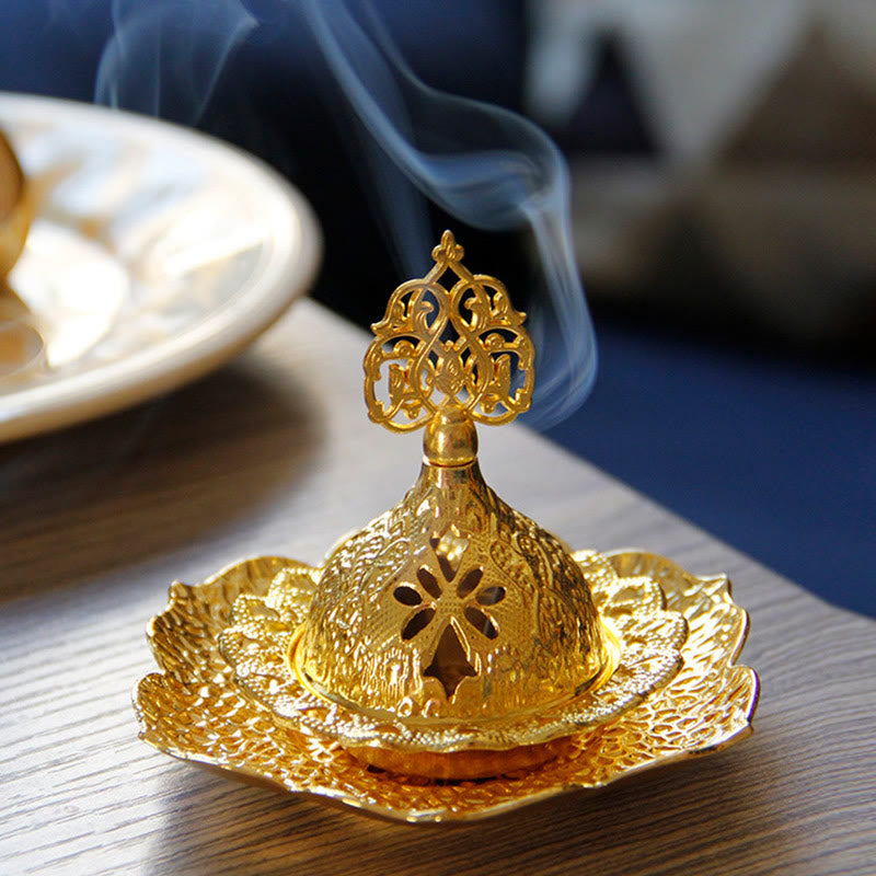 Leaf-Shaped Alloy Metal Mini Incense Burner & Ritual Coaster
