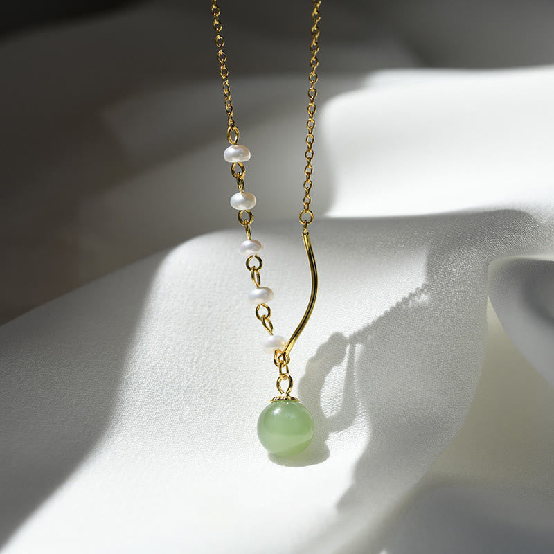 Natural Hetian Jade Pearl Luck Bead Necklace Pendant