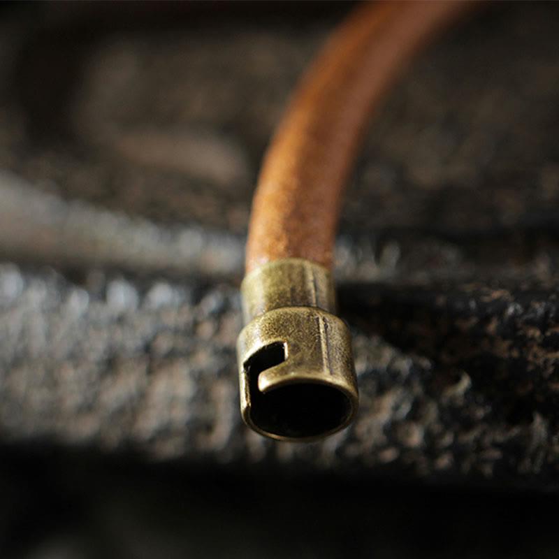 Retro Leather Luck Healing Copper Magnetic Buckle Bracelet