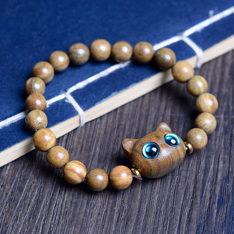 Ebony Wood Green Sandalwood Red Sandalwood Lovely Cat Balance Bracelet