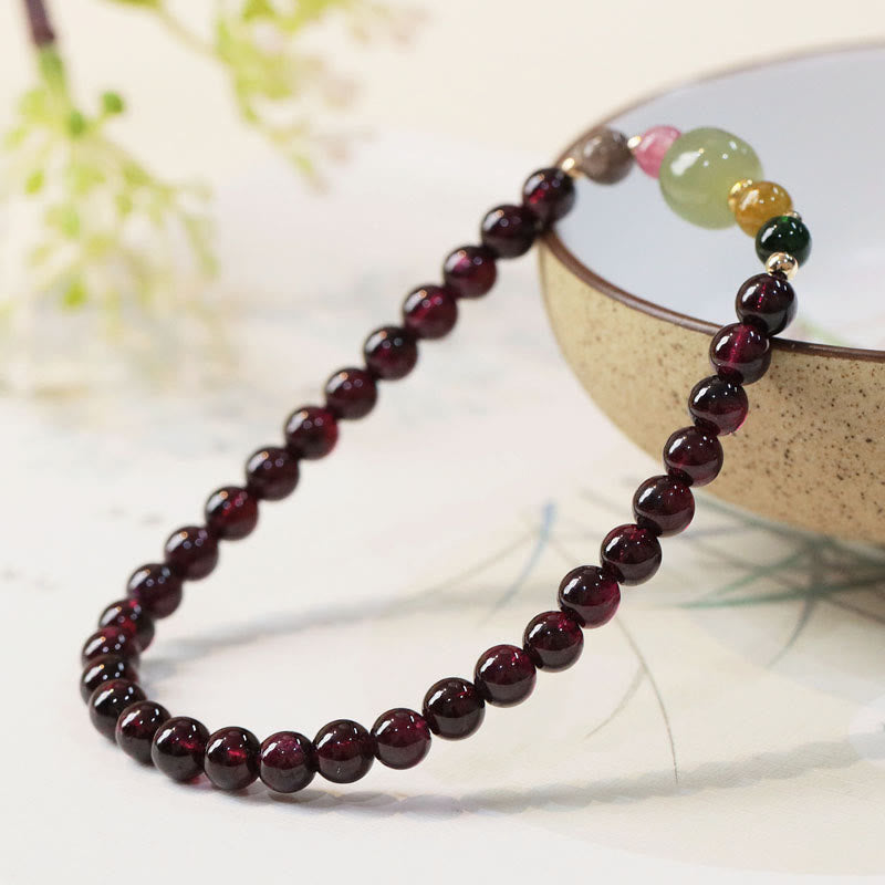Natural Garnet Hetian Jade Tourmaline Bead Passion Bracelet