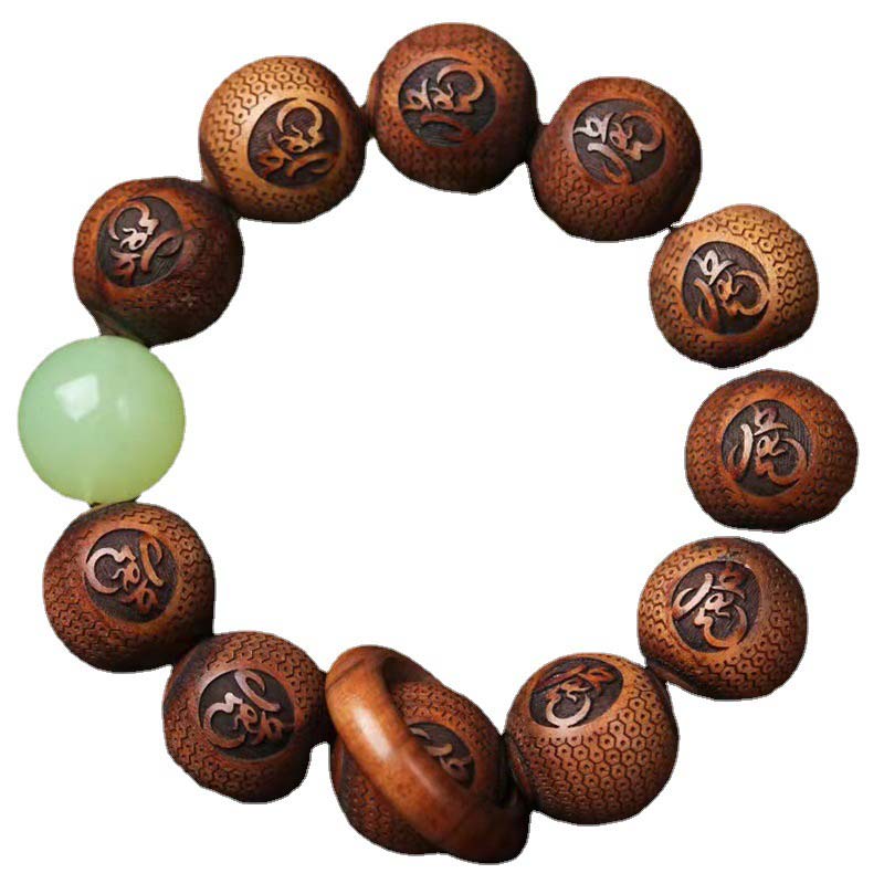 Tibetan Rosewood Engraved Tiger Bead Bracelet for Men